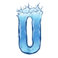number 0 2D uppercase effect splash on water
