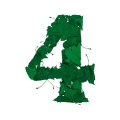 number initial 4 green color leaves ultra realistic
