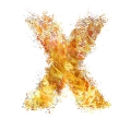 initial letter X flames on flames ultra realistic