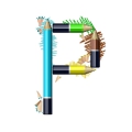 letter initial P colored pencil ultra realistic PNG transparent