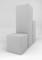 simple 3 blank square boxes in 3D for DTP 002